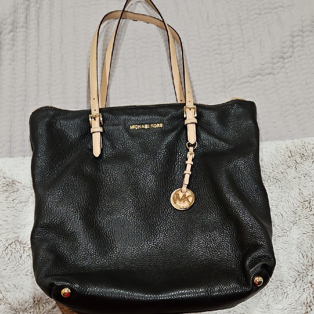 Michael Kors Black and Tan Tote Bag
